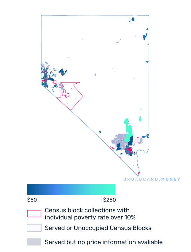 Nevada broadband investment pricing and competition map