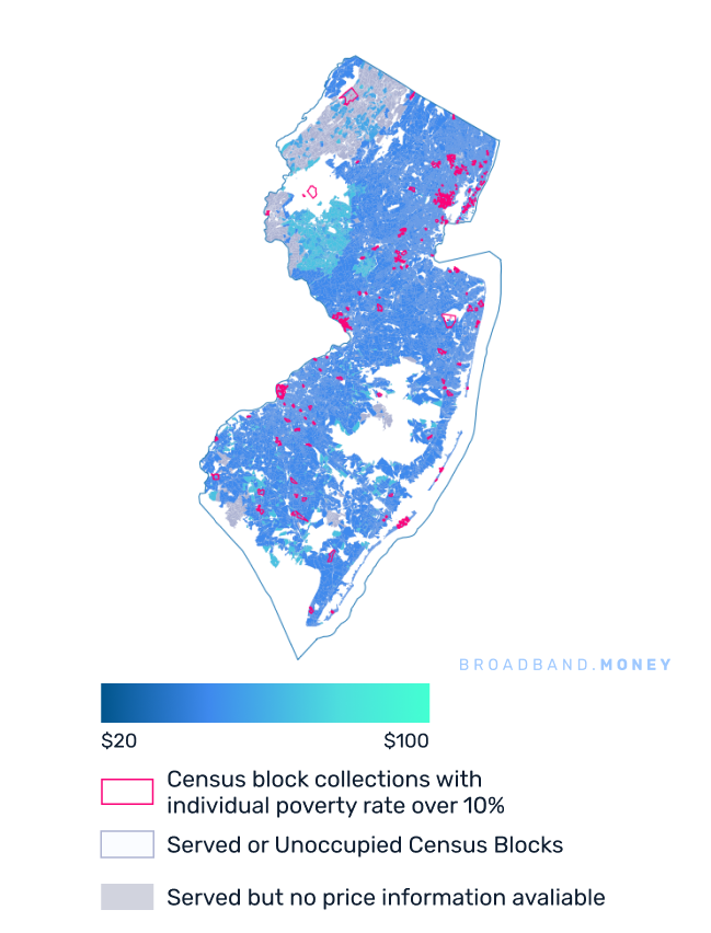 New Jersey broadband investment pricing and competition map