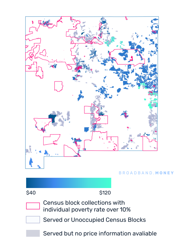 New Mexico broadband investment pricing and competition map