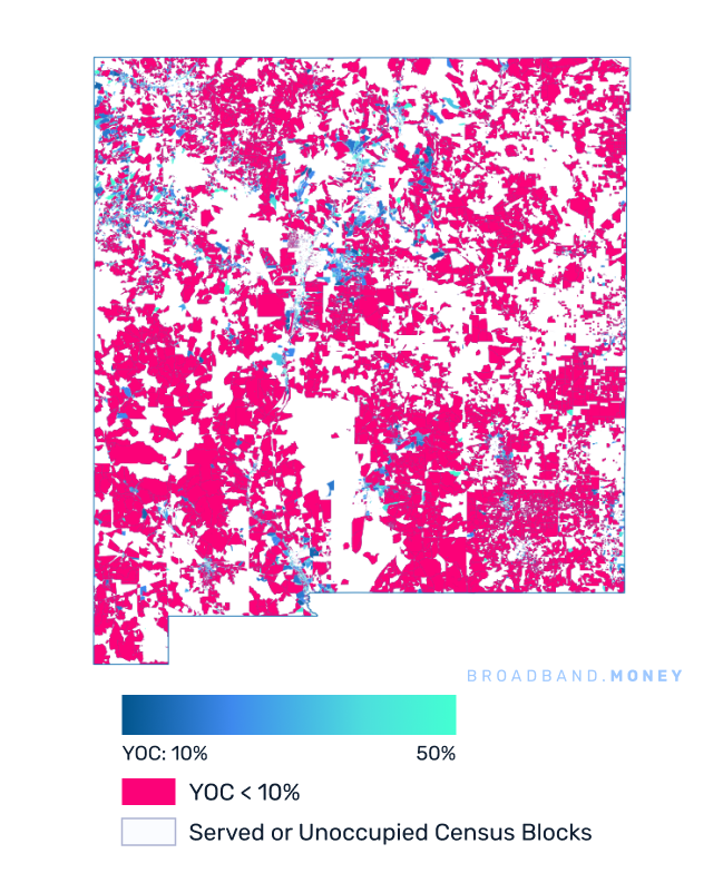 New Mexico broadband investment map yield on cost