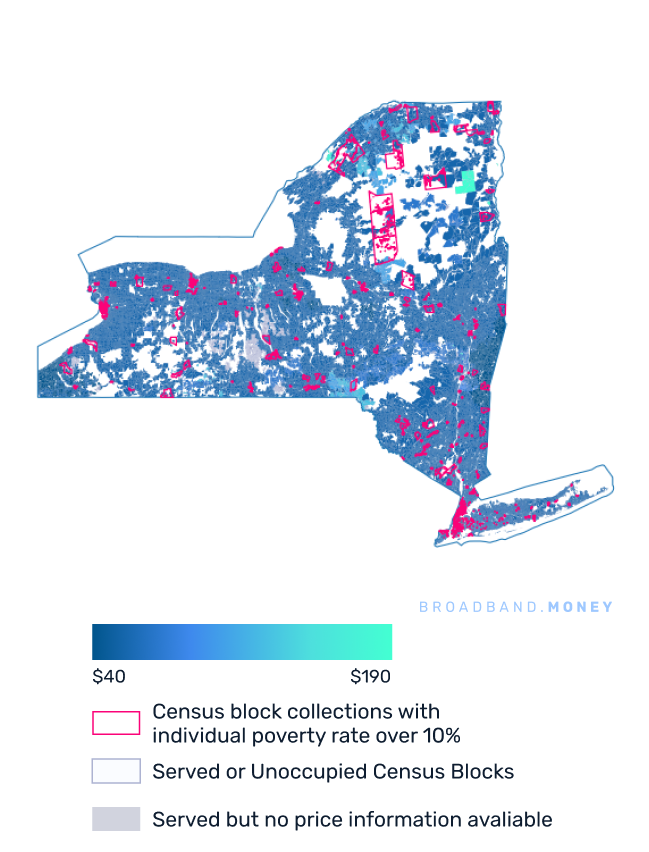 New York broadband investment pricing and competition map