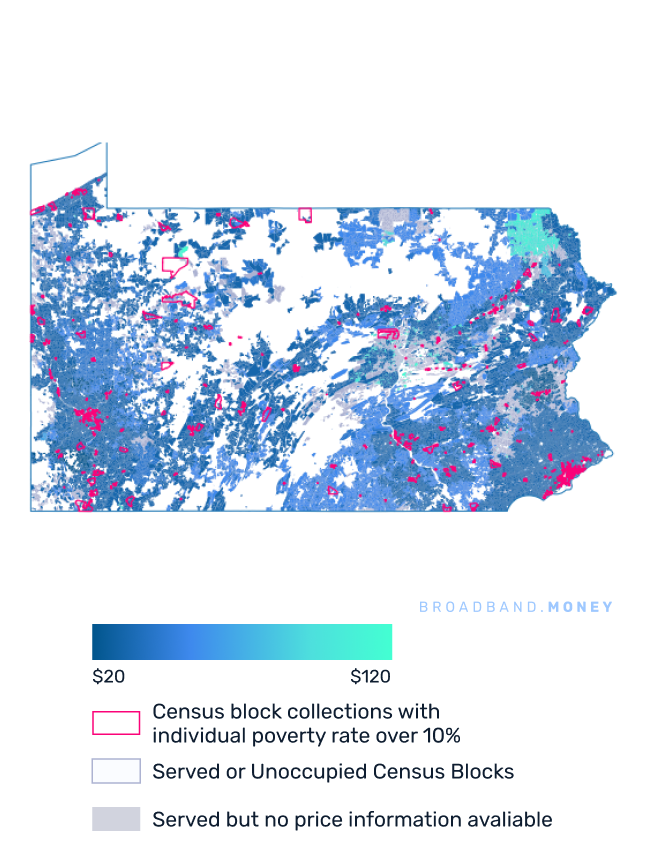 Pennsylvania broadband investment pricing and competition map