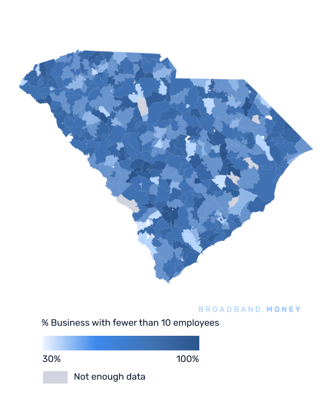 South Carolina broadband investment map small business establishments 