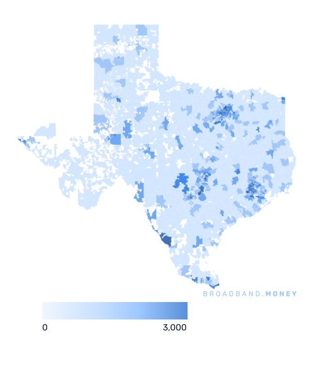 Texas broadband investment map business establishments