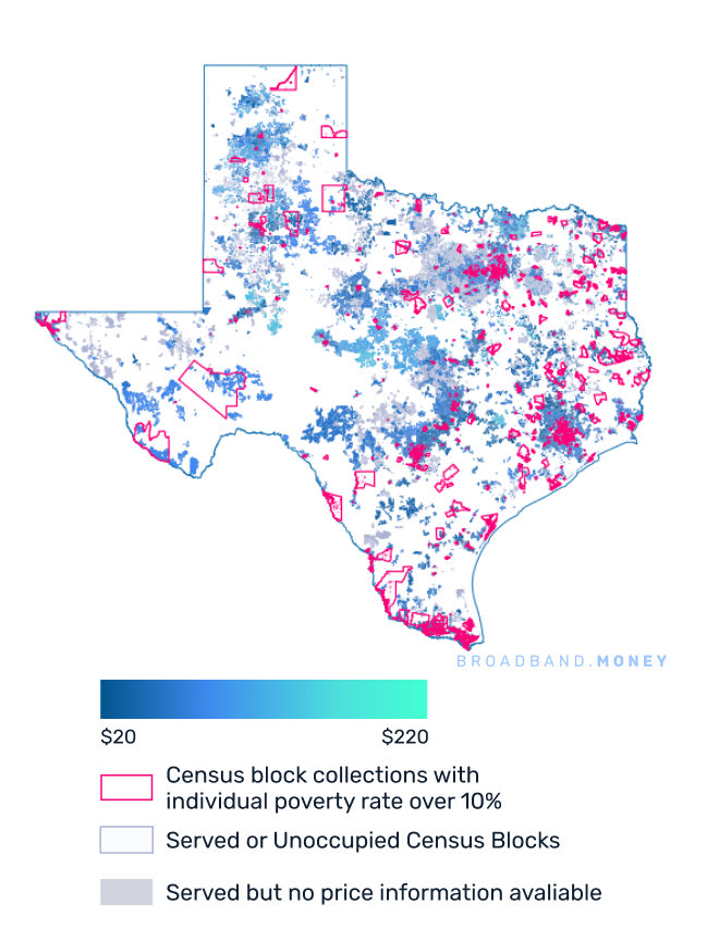 Texas broadband investment map yield on cost