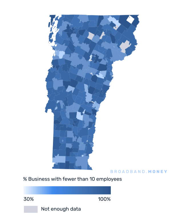 Vermont broadband investment map small business establishments 