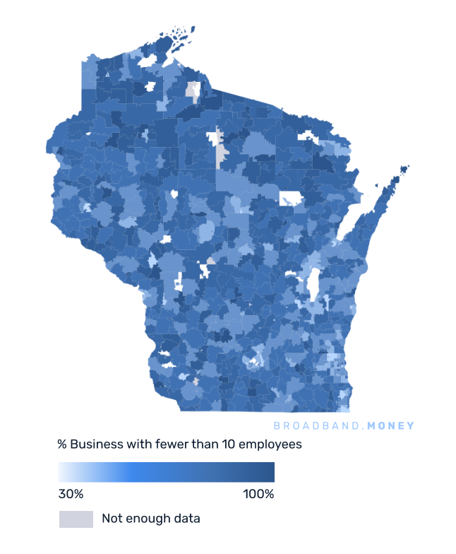 Wisconsin broadband investment map small business establishments 