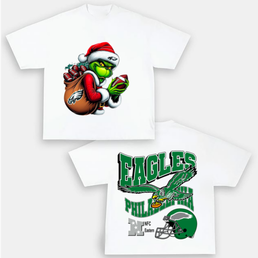 Grinch Eagles Christmas Shirt, 2 Side Grinch Shirt