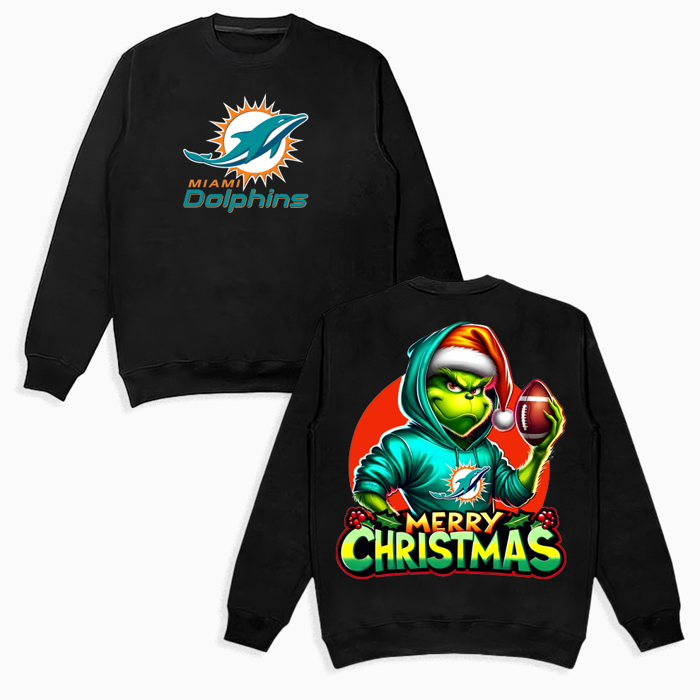 Grinch Miami Dolphins Christmas Shirt, 2 Side Grinch Shirt Grinch Miami Dolphins Christmas Shirt, 2 Side Grinch Shirt