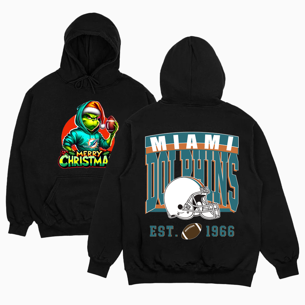 Grinch Miami Dolphins Christmas Shirt, 2 Side Grinch Shirt Grinch Miami Dolphins Christmas Shirt, 2 Side Grinch Shirt