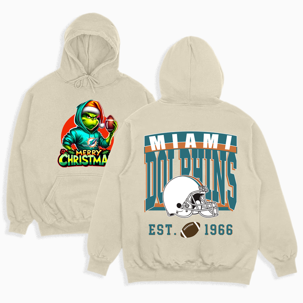 Grinch Miami Dolphins Christmas Shirt, 2 Side Grinch Shirt Grinch Miami Dolphins Christmas Shirt, 2 Side Grinch Shirt