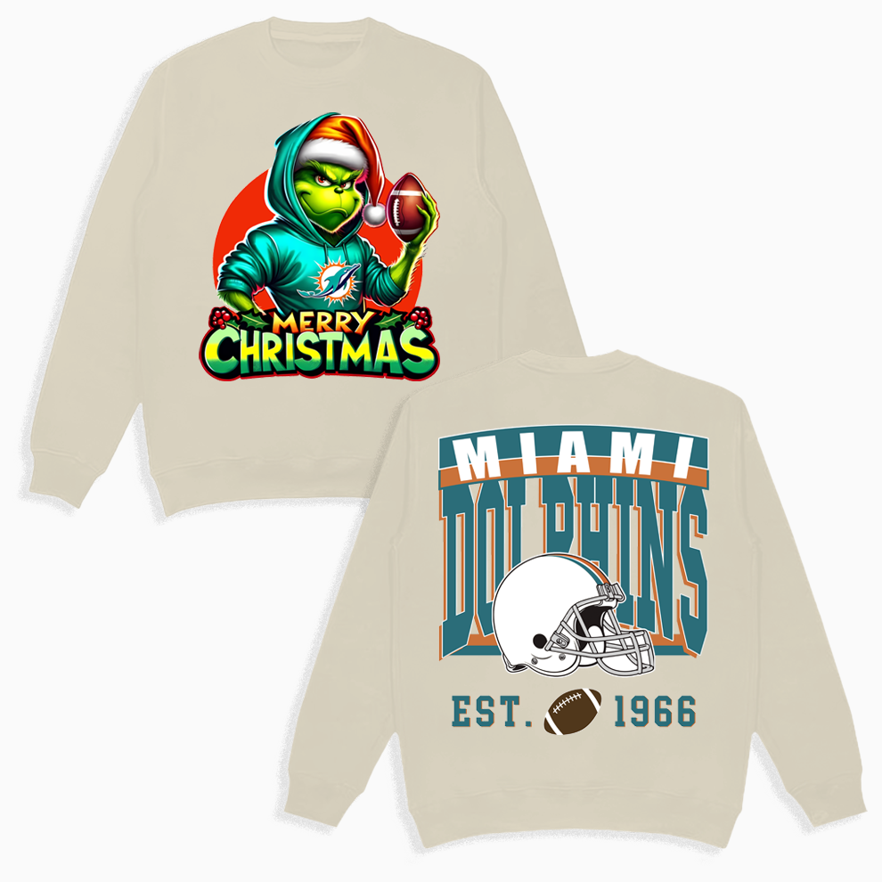 Grinch Miami Dolphins Christmas Shirt, 2 Side Grinch Shirt Grinch Miami Dolphins Christmas Shirt, 2 Side Grinch Shirt