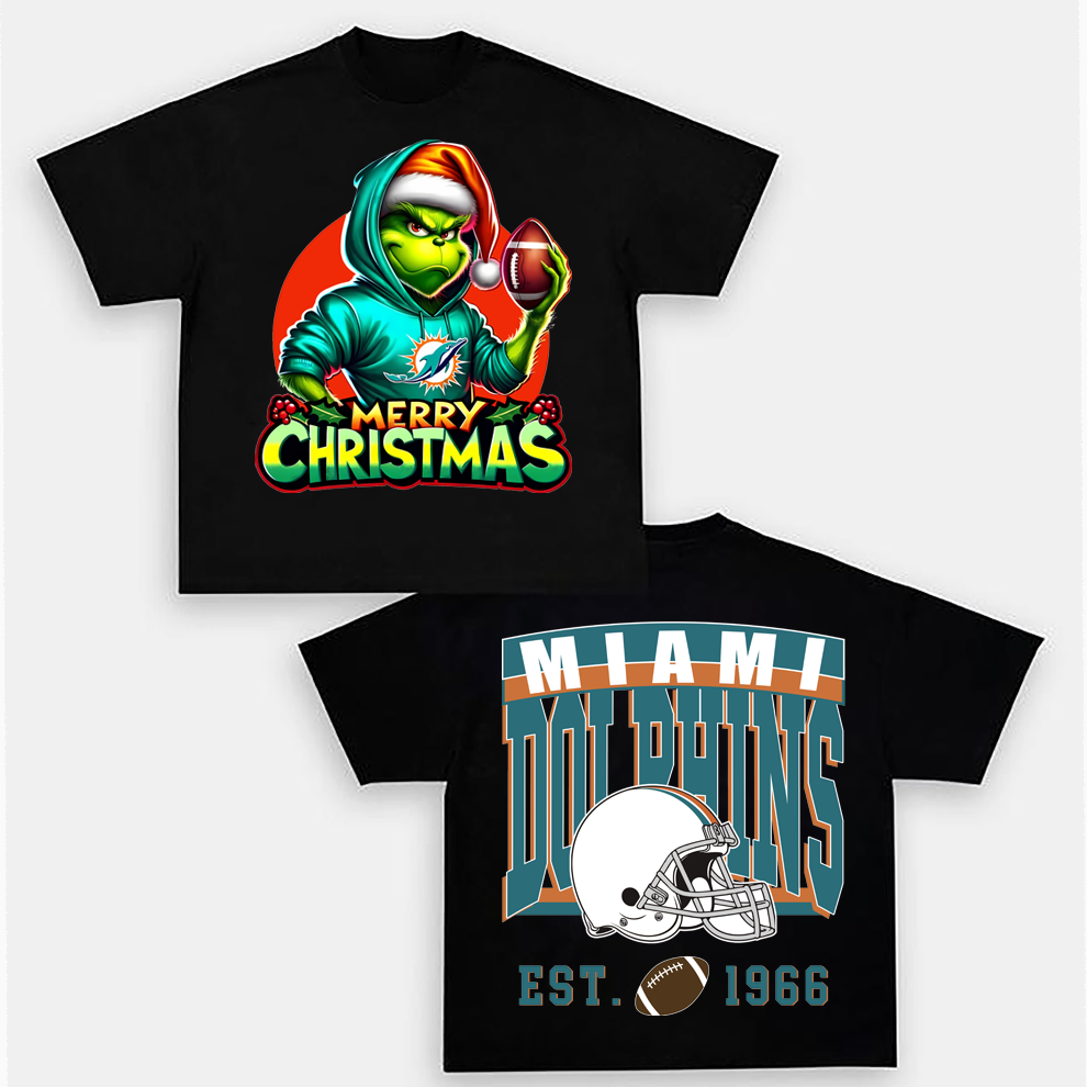 Grinch Miami Dolphins Christmas Shirt, 2 Side Grinch Shirt Grinch Miami Dolphins Christmas Shirt, 2 Side Grinch Shirt