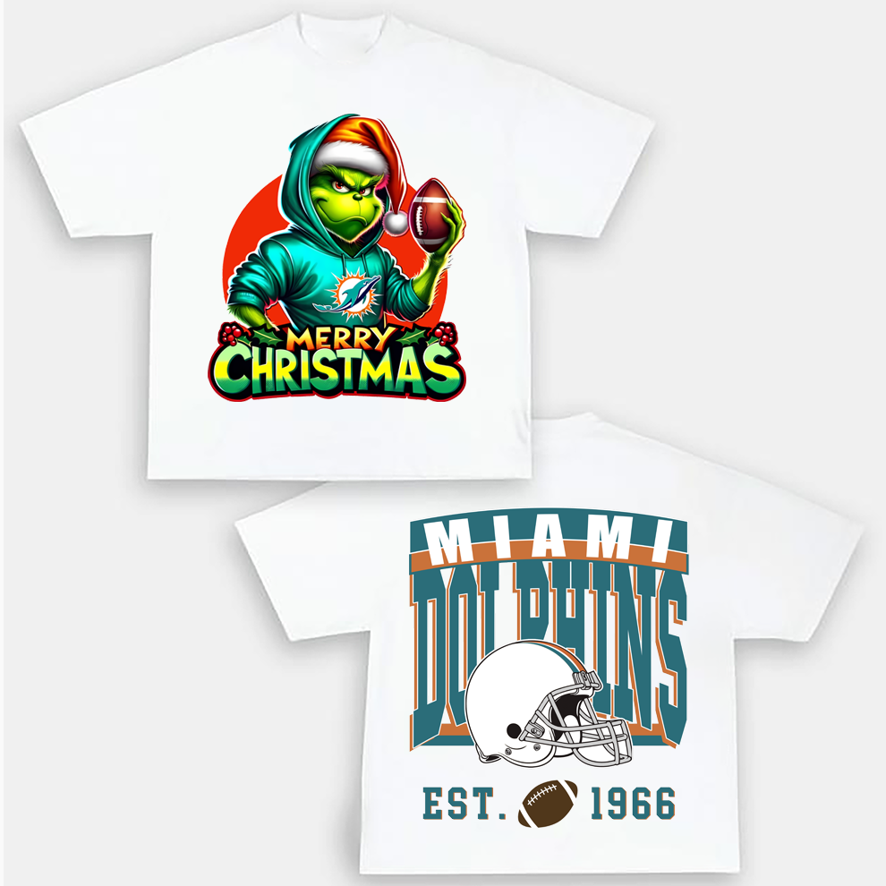 Grinch Miami Dolphins Christmas Shirt, 2 Side Grinch Shirt Grinch Miami Dolphins Christmas Shirt, 2 Side Grinch Shirt