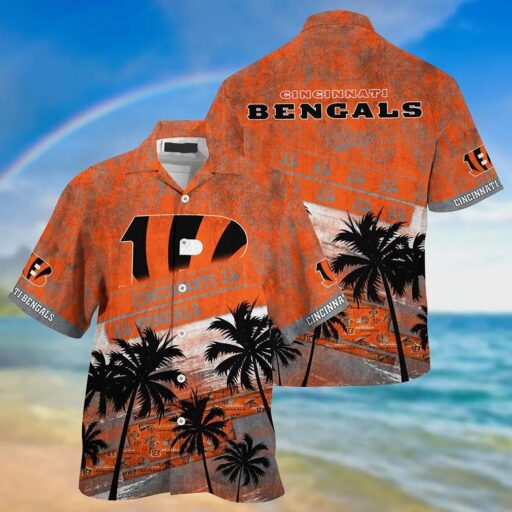 Hawaiian Cincinnati Bengals Sunset Palm View Shirt