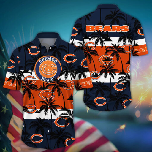 Hawaiian Chicago Bears Sunset Palms Stripes Shirt