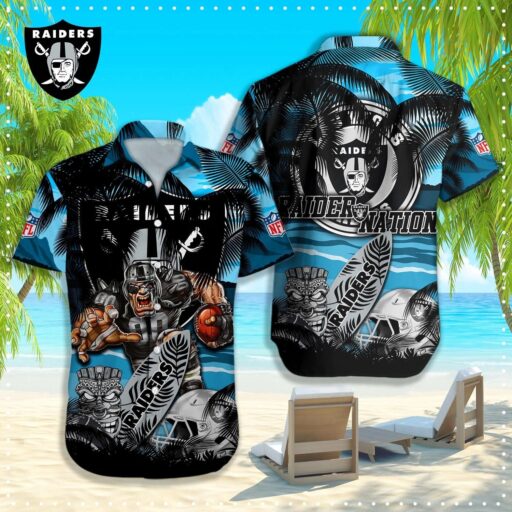 Hawaiian Las Vegas Raiders Tiki Surf Storm Hawaiian Shirt