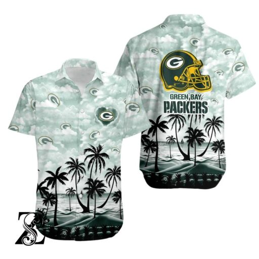 Hawaiian Green Bay Packers Tropical Palm Horizon Hawaiian Shirt