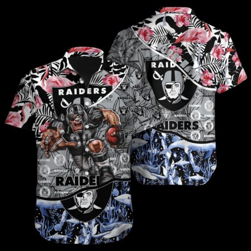 Personalized Hawaiian Las Vegas Raiders Oceanic Jungle Hawaiian Shirt