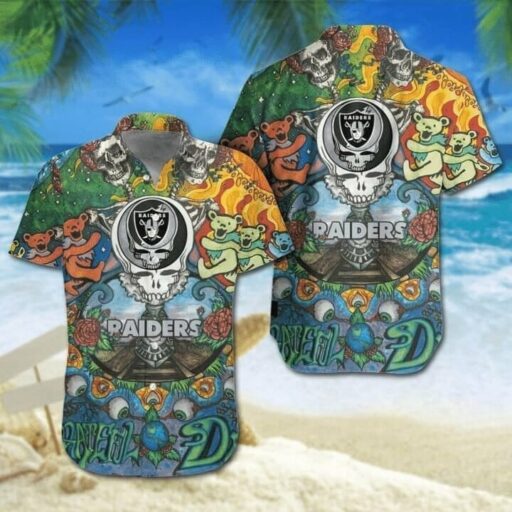 Hawaiian Las Vegas Raiders Psychedelic Bears Hawaiian Shirt