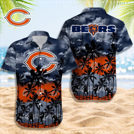 Hawaiian Chicago Bears Stormy Palms Shirt