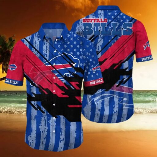 Hawaiian Buffalo Bills Red White and Blue Starburst Hawaiian Shirt