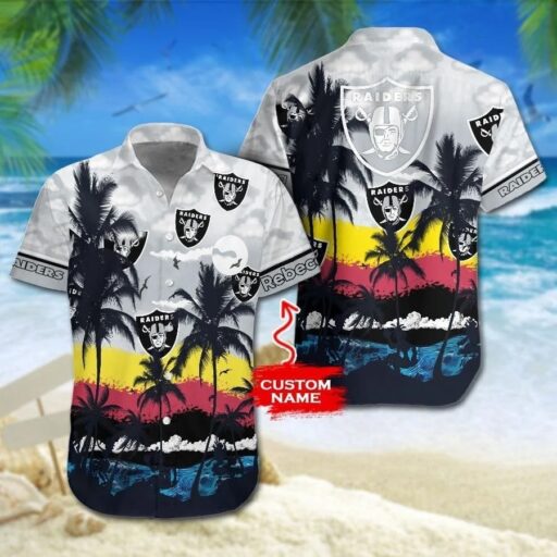 Personalized Hawaiian Las Vegas Raiders Sunset Tropics Hawaiian Shirt