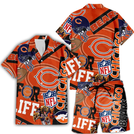 Hawaiian Chicago Bears Game Day Collage Shirt