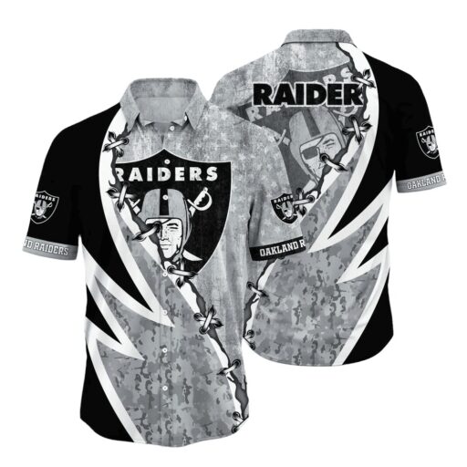 Hawaiian Las Vegas Raiders Thunderbolt Camo Hawaiian Shirt