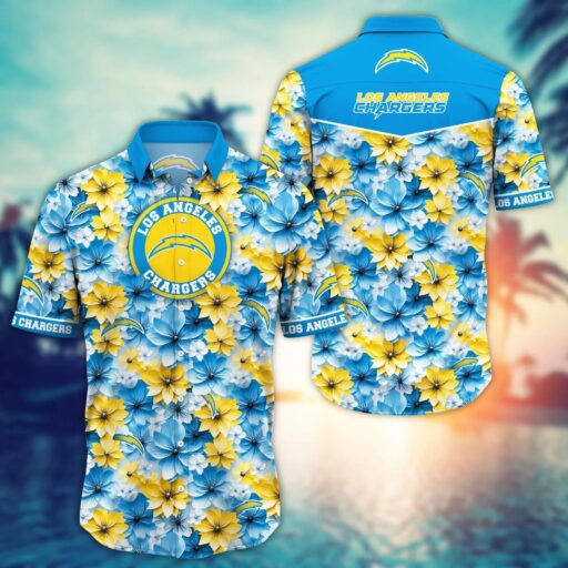 Hawaiian Los Angeles Chargers Floral Paradise Hawaiian Shirt