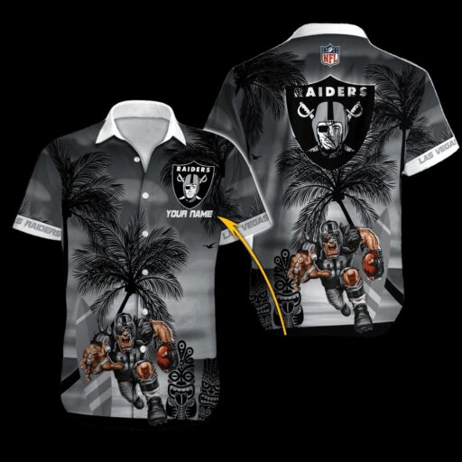 Personalized Hawaiian  Las Vegas Raiders Tribal Sunset Hawaiian Shirt