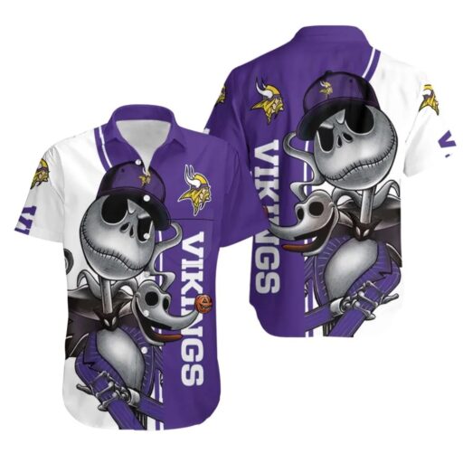 Hawaiian Minnesota Vikings Skeleton Chill Hawaiian Shirt