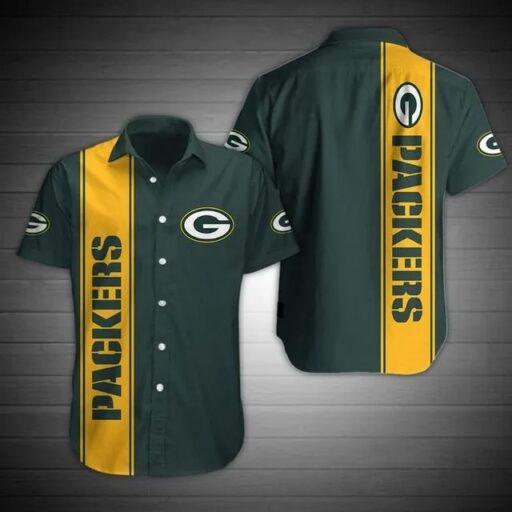 Hawaiian Green Bay Packers Bold Stripes Hawaiian Shirt