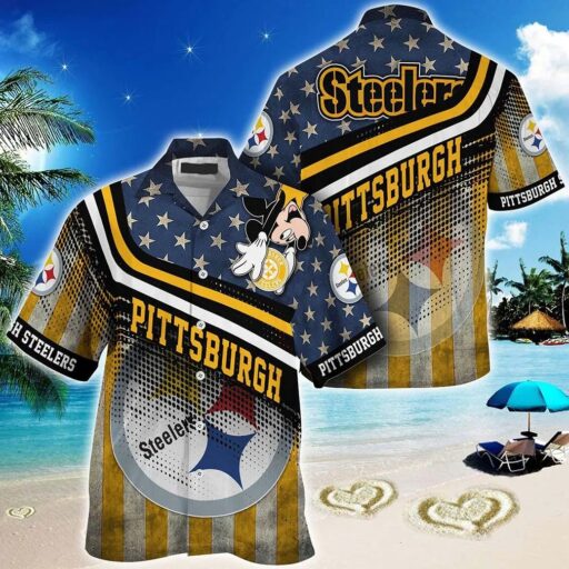 Hawaiian Pittsburgh Steelers Stars & Stripes Mickey Hawaiian Shirt