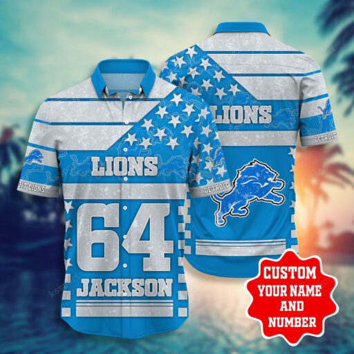 Hawaiian Detroit Lions Stars and Stripes Custom Shirt