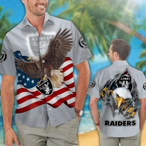 Hawaiian Las Vegas Raiders Patriotic Eagle Hawaiian Shirt