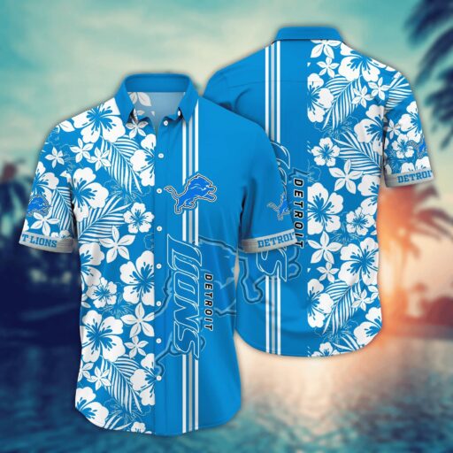Hawaiian Detroit Lions Tropical Stripe Shirt