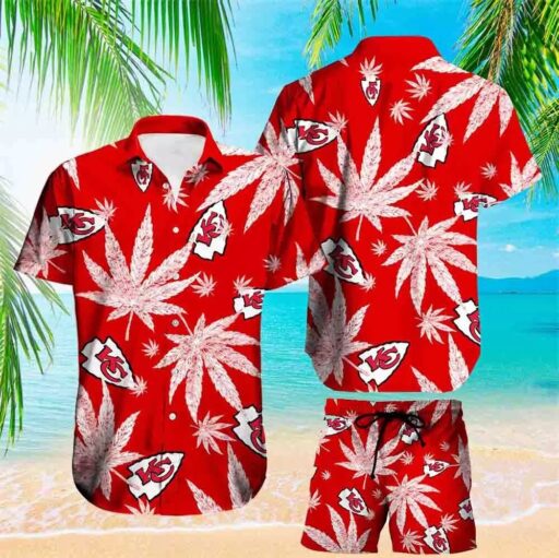 Hawaiian Kansas City Chiefs Bold Leaf Hawaiian Shirt
