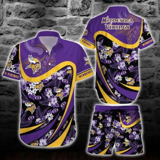 Hawaiian Minnesota Vikings Night Bloom Hawaiian Shirt
