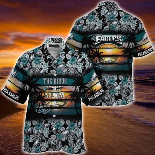 Hawaiian Philadelphia Eagles Birds All Day Sunset Hawaiian Shirt