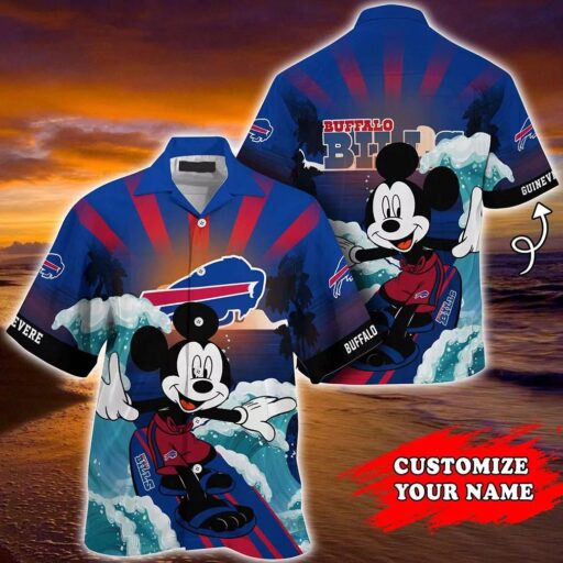 Personalized Hawaiian Buffalo Bills Surfing Mickey Personalized Hawaiian Shirt