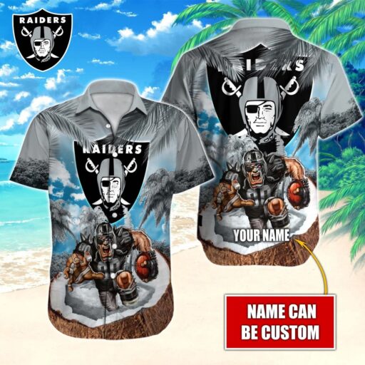 Personalized Hawaiian Las Vegas Raiders Beastly Island Hawaiian Shirt