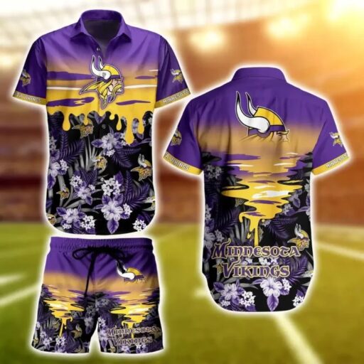 Hawaiian Minnesota Vikings Golden Wave Hawaiian Shirt