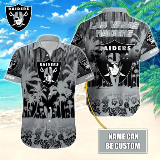 Personalized Hawaiian  Las Vegas Raiders Monochrome Tropics Hawaiian Shirt