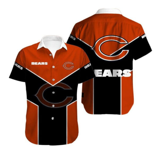 Hawaiian Chicago Bears Nice Orange Dark Blue Shirt