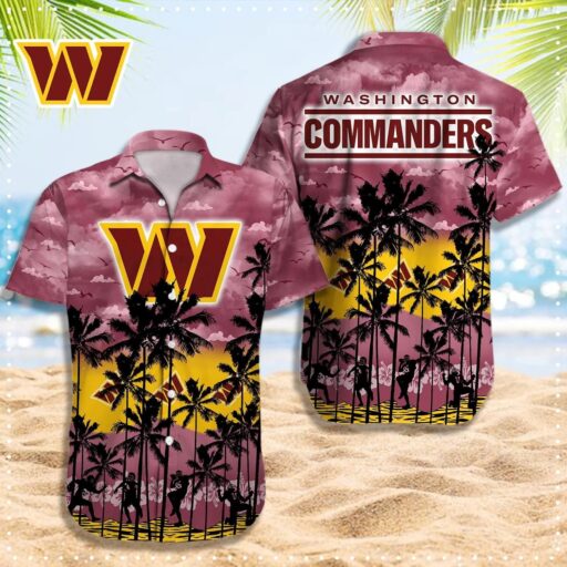 Hawaiian Washington Commanders Sunset Palm Hawaiian Shirt