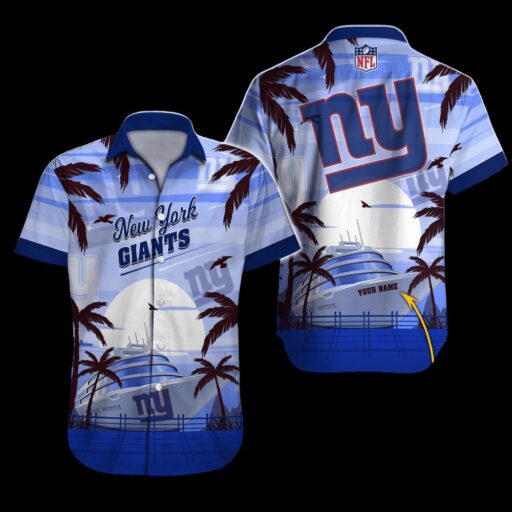 Personalized Hawaiian New York Giants Ocean Breeze Hawaiian Shirt
