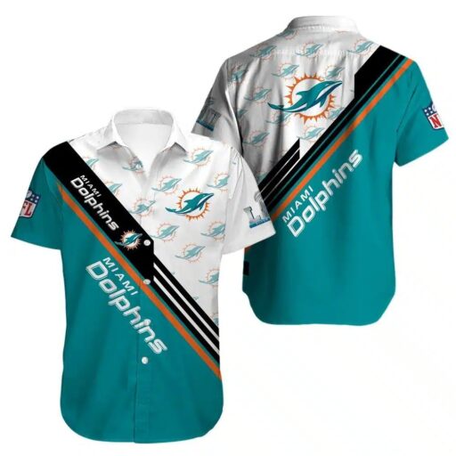 Hawaiian Miami Dolphins Championship Stripe Hawaiian Shirt