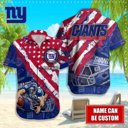 Personalized Hawaiian New York Giants Stars and Stripes Hawaiian Shirt