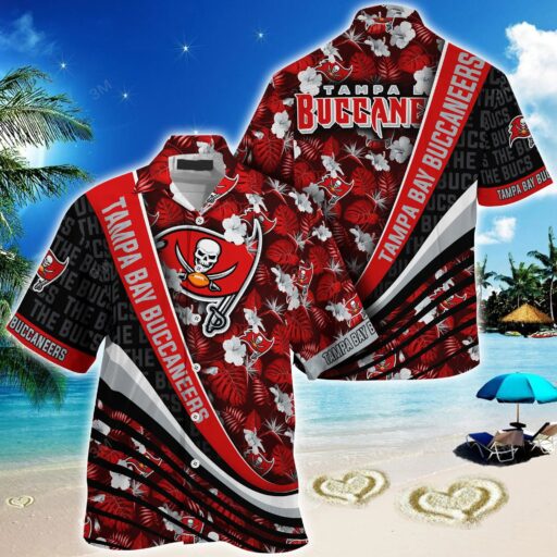 Hawaiian Tampa Bay Buccaneers Tropical Leaves Hawaiian Shirt